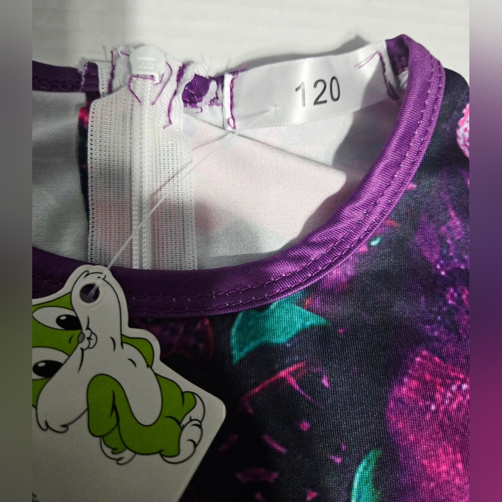 Descendants Mal Costume Little Girls 3D Printed Jumpsuit Party Dress Up 120 - Picture 6 of 10